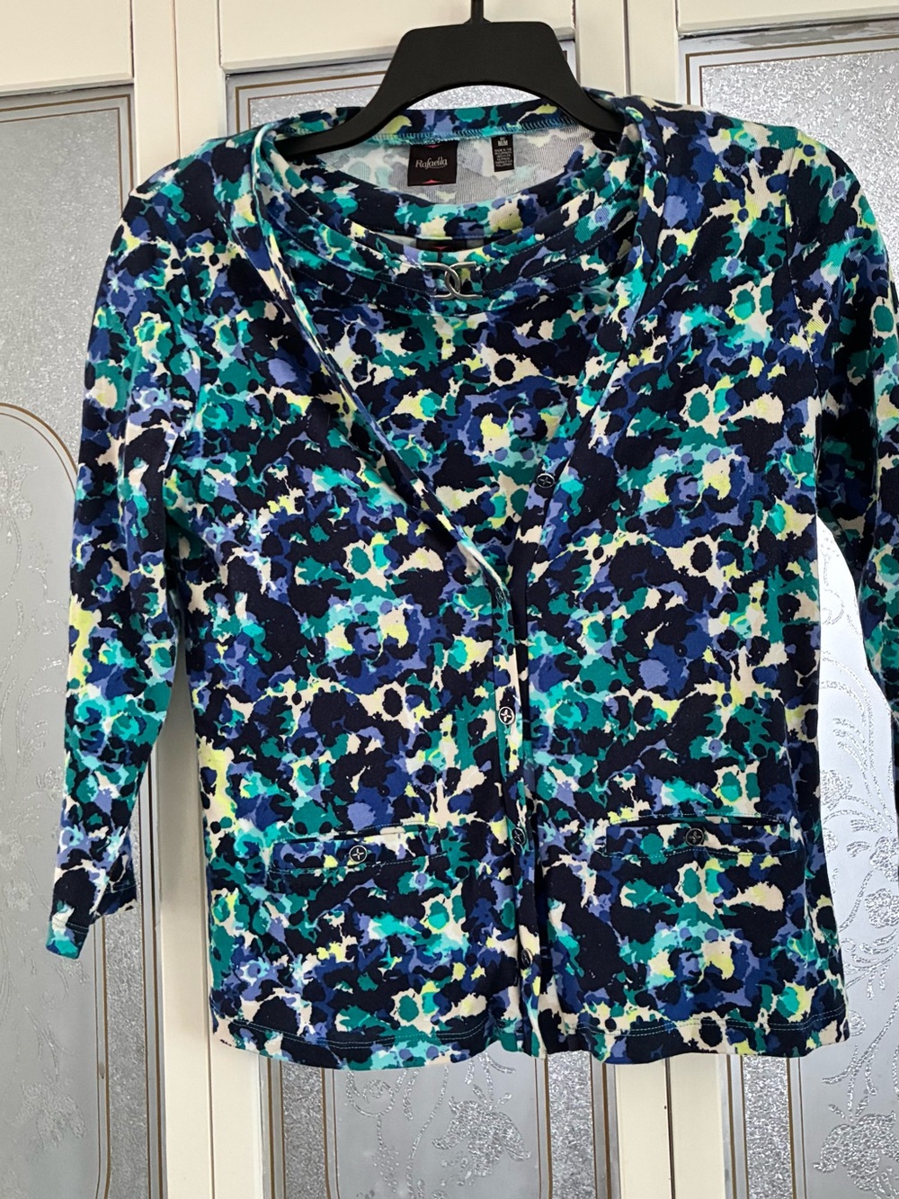 Rafaella Blue, Teal & Navy Floral Print Cardigan